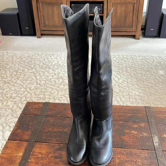 Arturo Chiang Black Leather Over The Knee Boots Size 7.5 - Picture 4 of 8